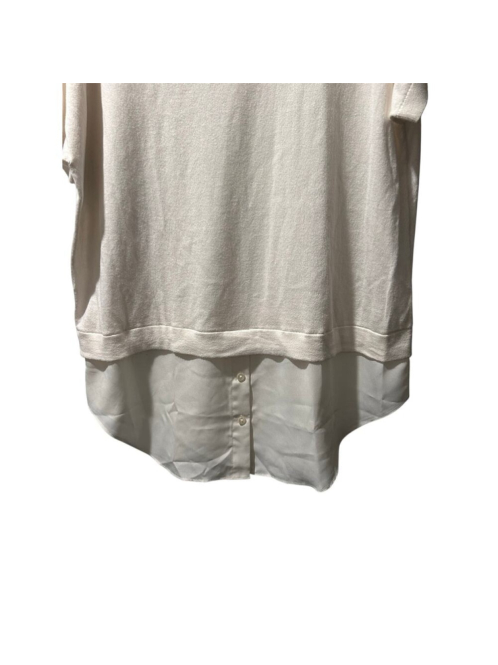 Ann Taylor Cream Layered Knit Chiffon Hem Tunic Top Large - Picture 3 of 6